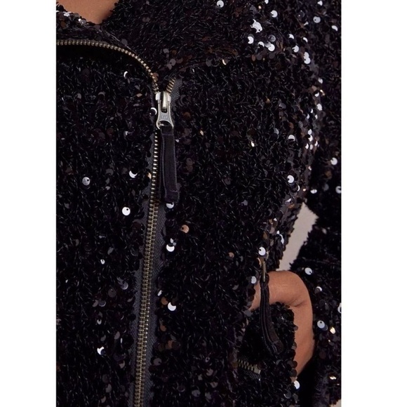 NWT Anthropologie Malia Sequined Moto Jacket Small - Picture 5 of 5